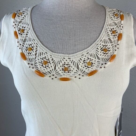 NWT Josephine Chaus Cream Tank Top Size L - Picture 2 of 11